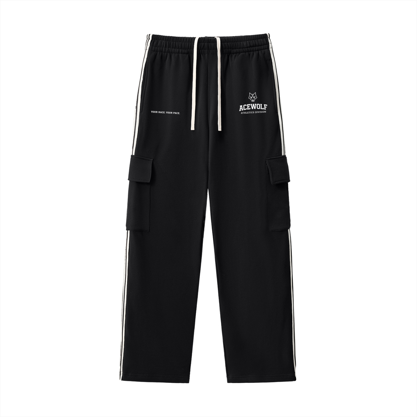 ACEWOLF® WOLFLINE STRAIGHT-LEG PANTS - BLACK
